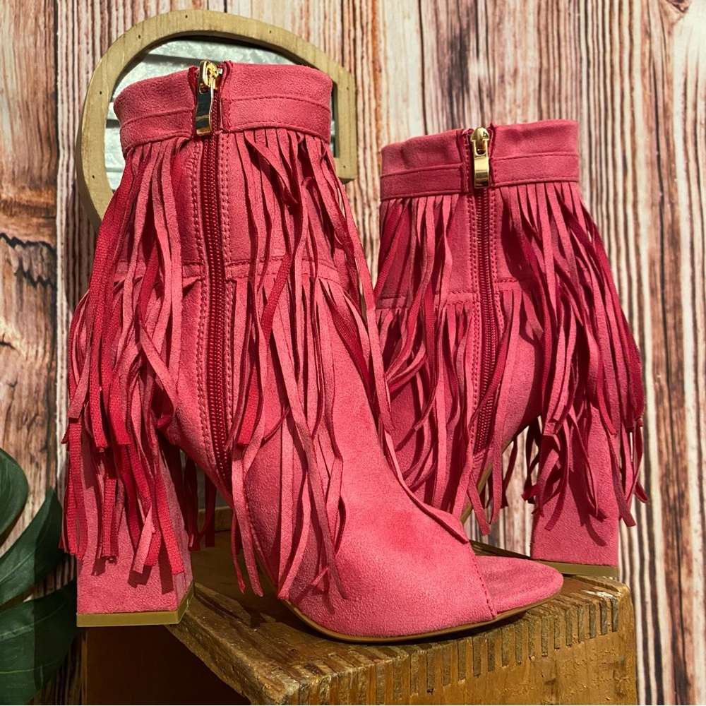 Fuschia Fringe Ankle Bootie - Picture 4 of 15